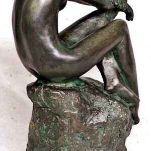 Modern figurative sculpture, nude on a rock, homedecor Christmas wedding gift image 2