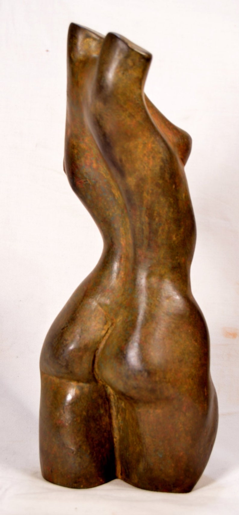 Sculpture statuette, female torso with rusty iron patina image 2