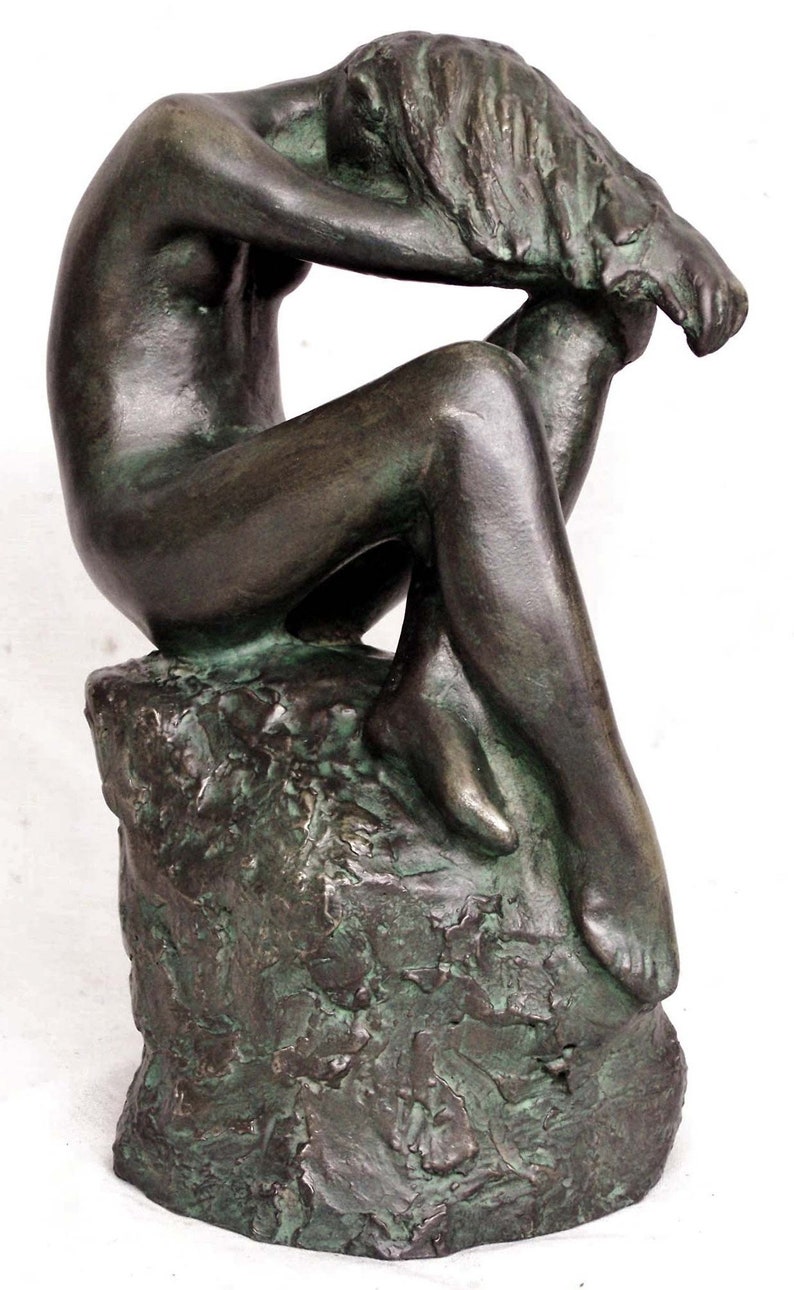 Modern figurative sculpture, nude on a rock, homedecor Christmas wedding gift image 3