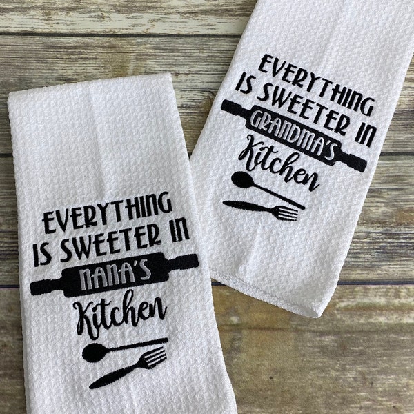 Grandmother gift Mothers day gift custom towel- kitchen decor Embroidered kitchen Towel- Nana Gift for mom birthday gift