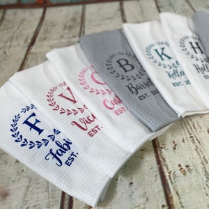 Wedding gift dish towel- Embroidered Kitchen Towel- couples gift Kitchen Decor- anniversary gift