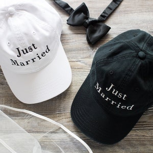 Just Married couples gift hat SET -honeymoon gifts wedding gift- groom gift bride gift