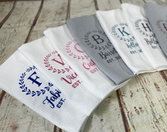 Wedding gift dish towel- Embroidered Kitchen Towel- couples gift Kitchen Decor- anniversary gift