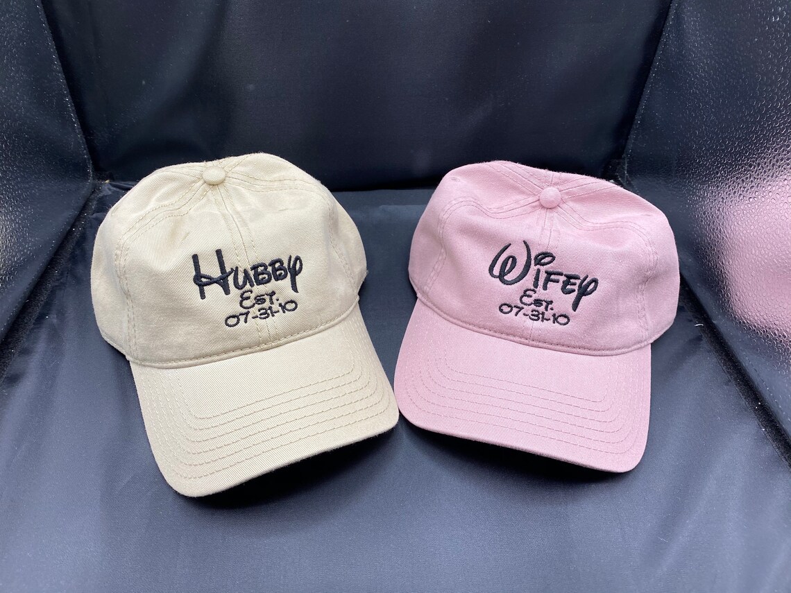 PERSONALIZED Hubby & Wifey hat SET Disney style Custom hat | Etsy