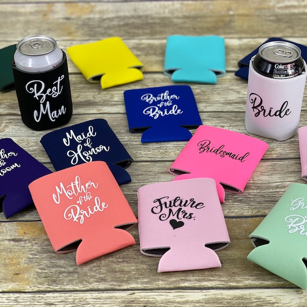 Wedding can coolers bride and groom- personalized gift bridesmaid gifts groomsman gift - mother of the bride father of the price