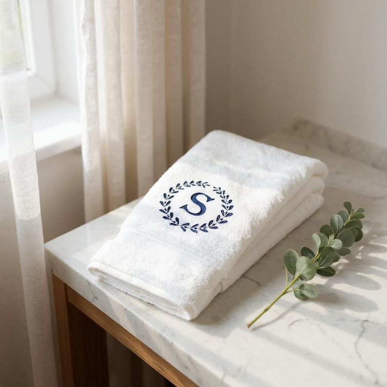 Embroidered Custom towels with Monogram, Personalized Decor Hand Towel, Home decor Turkish towel, Anniversary gift for wife, New home gift