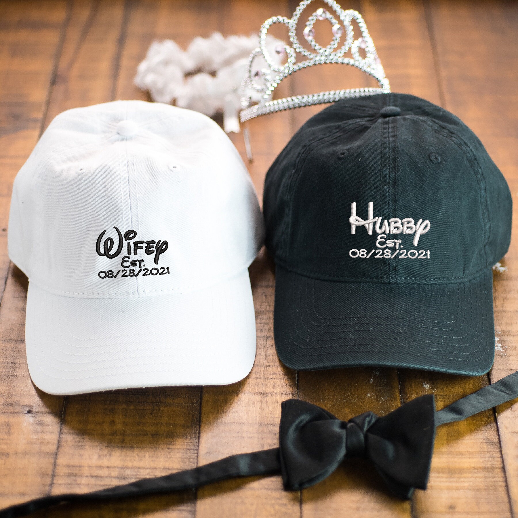 PERSONALIZED Hubby \u0026 Wifey Hat SET 