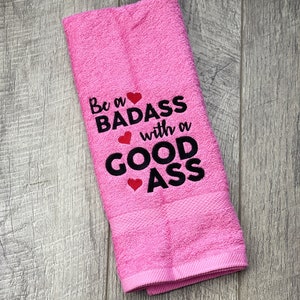 Funny gift for her weightlifting, weight loss workout hand towels, girlfriend gift motivational, badass bestie, unique gift for women