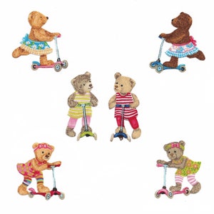 Teddy Girl/boy design patch (6) Iron on Patches 100% Cotton Fabric Appliques
