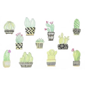 Cactus design patch (11) Iron on Patches 100% Cotton Fabric Appliques