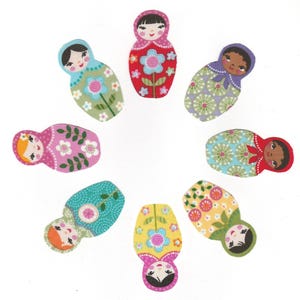 Russian Doll Matriochka design patch (8) Iron on Patches 100% Cotton Fabric Appliques