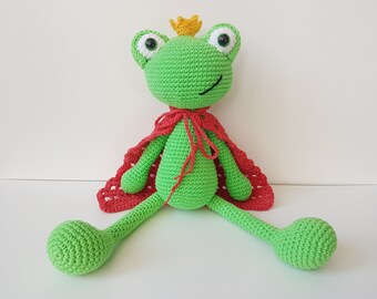 Crochet Frog Toy Frog Stuffed Doll Crochet Green Frog Amigurumi Toy