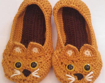 Cat Slippers, Crochet Cat Slippers, Slippers for Home, Warm Slippers, Slippers for Her, Gift Slippers, Orange Cat Slippers, Alpaca Slippers