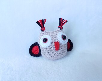 Crochet Owl Handmade Owl Black Owl Red Owl Gift Decoration Crochet Owl Gift Halloween Owl Gift Happy Halloween Owl Crochet Halloween Decor