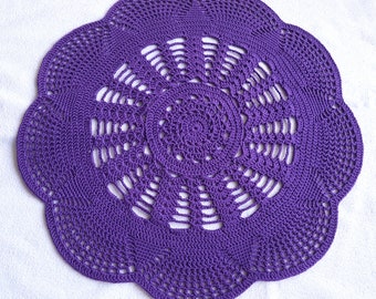 Crochet Purple Centerpiece Crochet Purple Table Decoration Round Purple Crochet Doily Purple Table Placemat Home Decoration