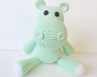 Crochet Hippo Toy Crochet Mint Hippo Handmade Hippo Doll Crochet Hippo Doll Crochet Soft Toy