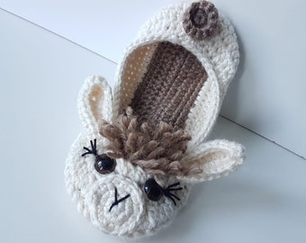 Crochet Lama Slippers, Crochet Alpaca Slippers, Handmade Lama Slippers, Alpaca Wool Slippers, No Drama Lama Slippers