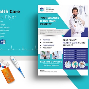 Medical Clinic Flyer Template: Healthcare Promotion (MS Word & Photoshop)