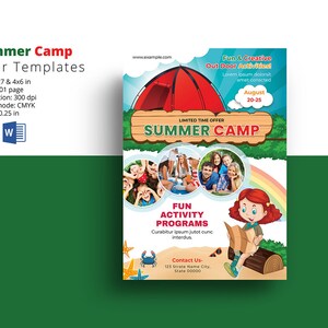 Kids Summer Camp Flyer Template, Kids school fest flyer | MS Word & Photoshop  Template | Instant Download