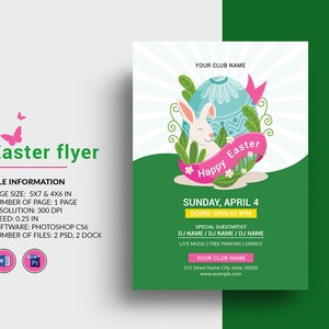 Easter Celebration Party Flyer Prinable Easter Egg Hunt Invitation Template Photoshop and MS Word Template, Instant download image 1