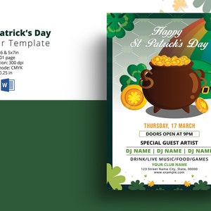 St. Patrick's Day Flyer Template Saint Patrick's Day Celebration Flyer Photoshop & Ms Word Template INSTANT DOWNLOAD image 1