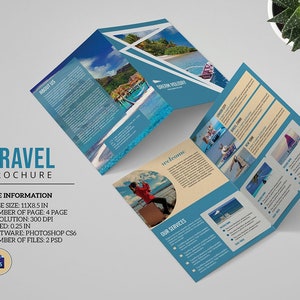 Customizable Travel Agency Bifold Brochure Template - Professional Design | Photoshop  Template | Instant Download