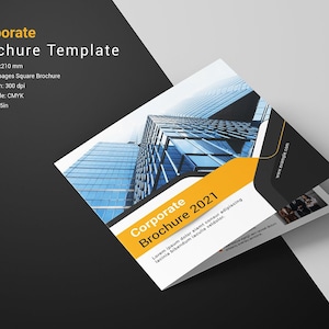 Corporate Brochure Template | Square Bifold Business Brochure |   Photoshop Template | Instant Download