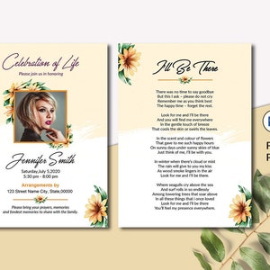 Sjabloon gebedskaart begrafenis | Memorial Cards en Tributes, bewerkbare MS Word, Photoshop en Canva-sjabloon |  V13