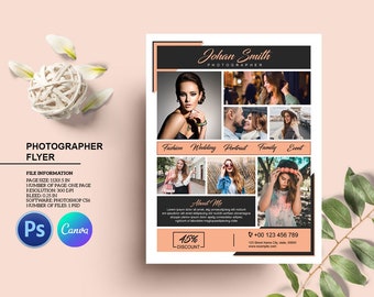 Photography Flyer Template | Photography Busiess Marketing Template for Photographer | Studio Flyer | Canva and Photoshop Template