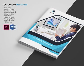 Company Profile Brochure Template. Business Brochure Template, Corporate Brochure | InDesign & MS Word  Template, Instant Download