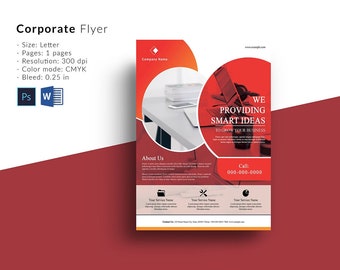 Corporate  Flyer Template  |  Printable Business Flyer |   Ms Word and Photoshop Template, Instant Download