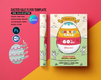 Easter Sale Flyer | Easter Prmotional Flyer Template | Photoshop , Ms Word and Canva Template | Instant Download