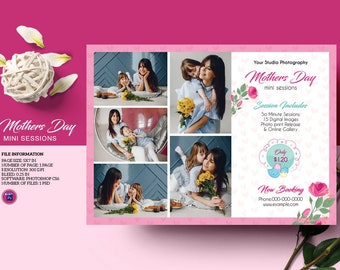 Mother's Day Mini Session Template | Photography marketing board  | Photoshop and Elements Template, Instant download