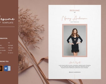 Actress Resume Template: Modern CV Design (Instant Download)