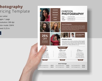 Photography Price List Template, Photography Pricing Guide | Photoshop  Template | Instant Download