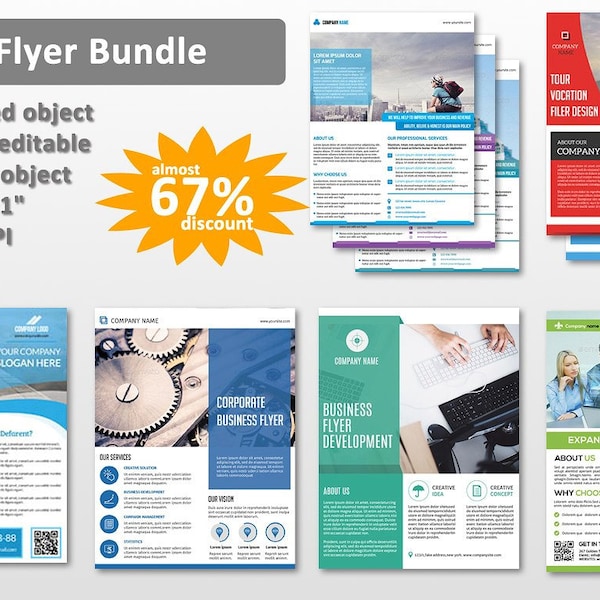 6 Corporate Flyer Bundle | Business Flyer Template | Ms Word and Photoshop Template, Instant Download