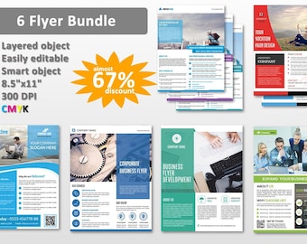 6 Corporate Flyer Bundle | Business Flyer Template | Ms Word and Photoshop Template, Instant Download