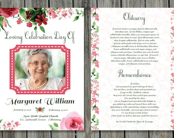 funeral program template 5x7 funeral card template etsy