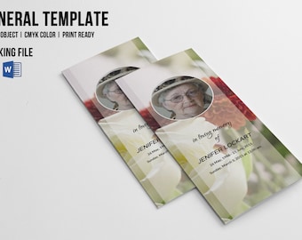 trifold funeral program template obituary template ms etsy