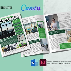 Business Newsletter Template , Corporate Newsletter | Ms Word, InDesign & Canva Template |  |  Instant Download