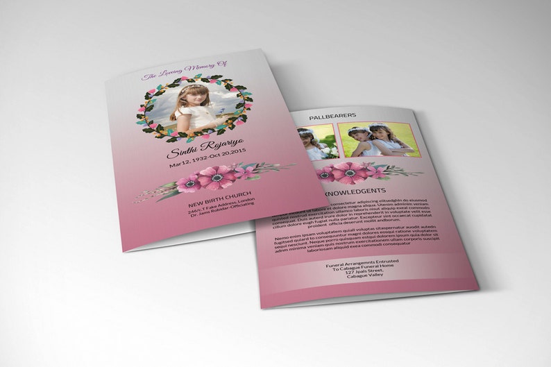 Child Funeral Program Template Obituary Template Etsy