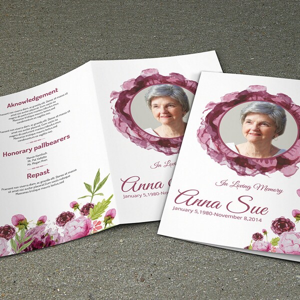 Funeral Program Template | Obituary Template | Photoshop , Mac Pages and MS Word Template | Instant Download | Fp-041