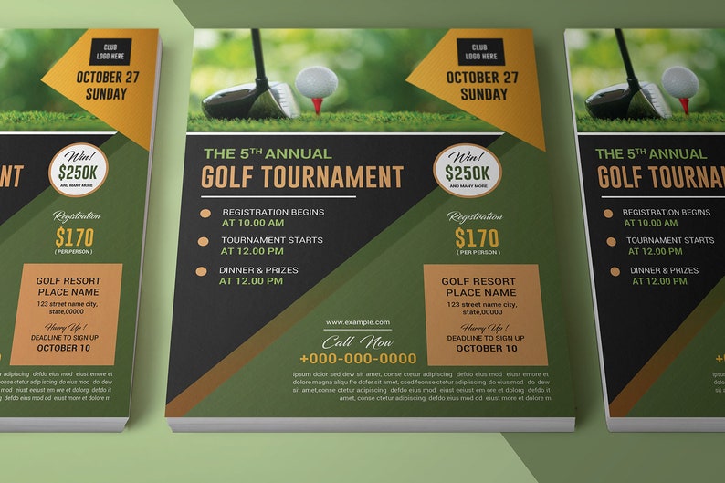 Printable Golf Tournament Flyer Golf Event Flyer Template Photoshop and Ms Word Template Instant download image 2