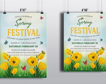 Spring Festival Flyer Template | Spring Party Flyer, Spring Poster | Ms Word,  Photoshop & Elements Template | Instant download
