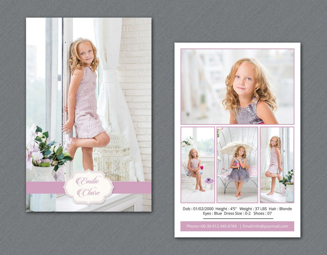 Model Comp Card Template | Modeling Comp Card | Photoshop, Elements and ...