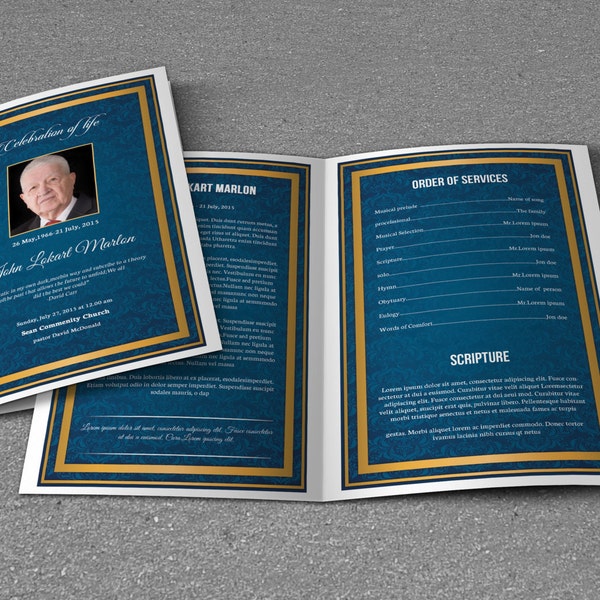 Printable Funeral Program Template | Obituary Program Template | MS Word, Mac Page & Photoshop Template | Instant Download | T-288