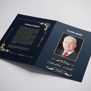 Printable Funeral Program Template  |  Obituary Template  |  Ms Word & Photoshop Template | Instant Download Fp-332