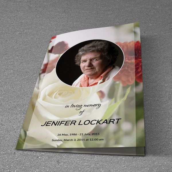 Memorial Funeral Program Template | Editable MS Word & Mac Page Template | Instant Download | T-130