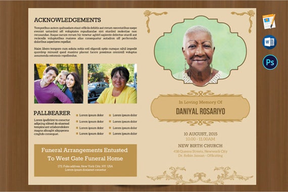 Printable Funeral Program Template Word Obituary Template Etsy