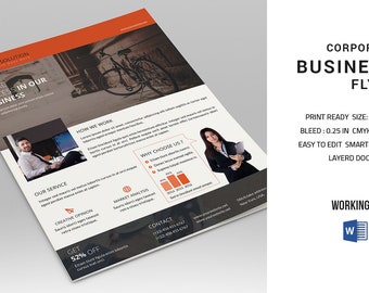 Minimal Corporate Flyer Template |  Creative Business Flyer Template | Photoshop & Ms Word Template, Instant Download